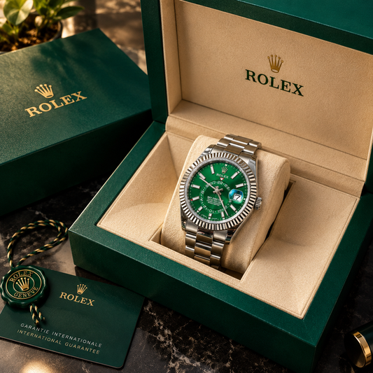 Men's Premium Green Dial Luxury Stainless Steel Watch – Elegant Silver Bracelet