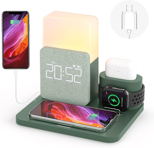 🔋 3-in-1 Wireless Charging Station with LED Night Light