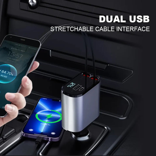 Smart Multi-Port Car Charger with Flexible Cable